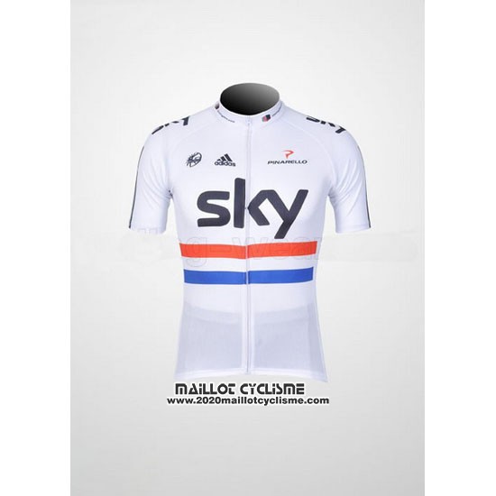 2012 Maillot Ciclismo Sky Champion Regno Unito Noir et Blanc Manches Courtes et Cuissard